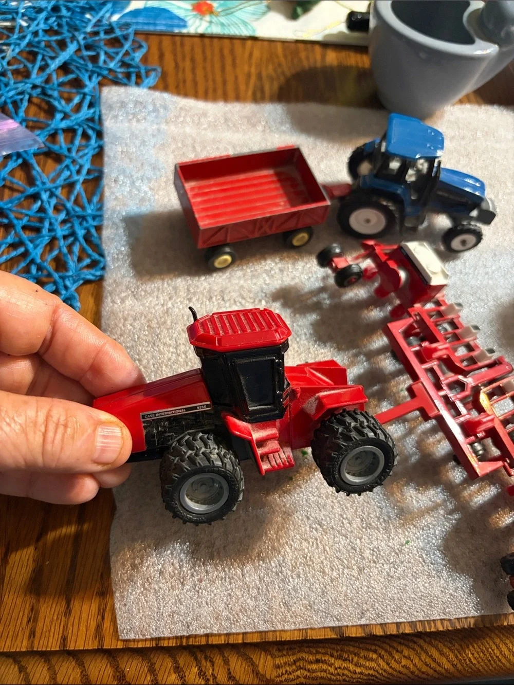 Kids Farm Tractor Playset with Blue Tractor and Red Implements Ertl